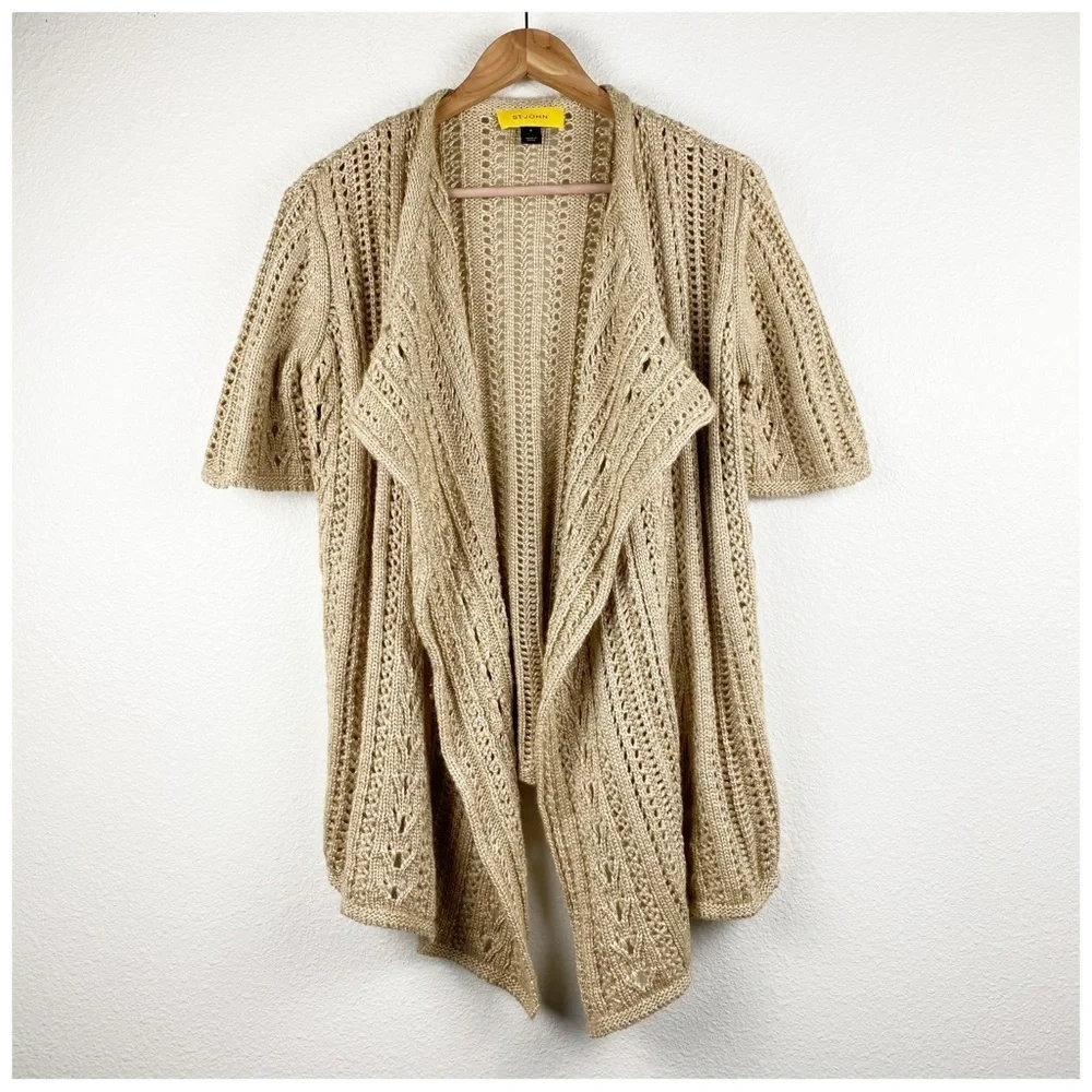 St.‎ John Chunky Knit Crochet Cardigan Size Small